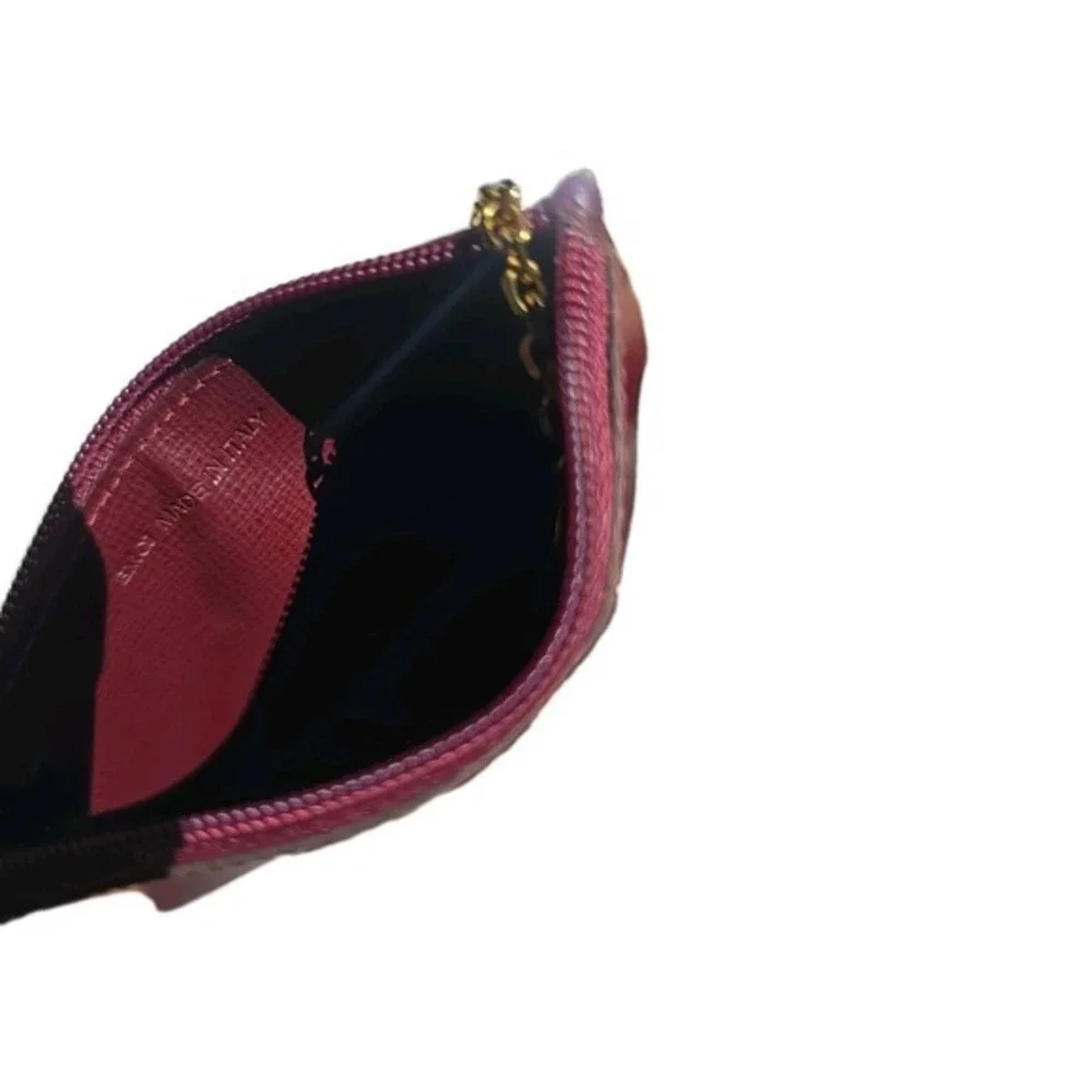 Cartier Burgundy Leather Key Cle Chain Card Holder Pouch Mini Burgundy Red Brown